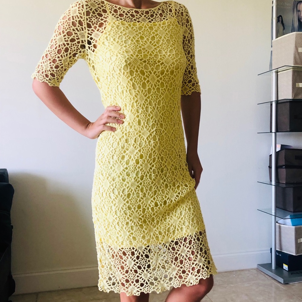 Ralph Lauren Classy Crochet Yellow dress S - Picture 6 of 14